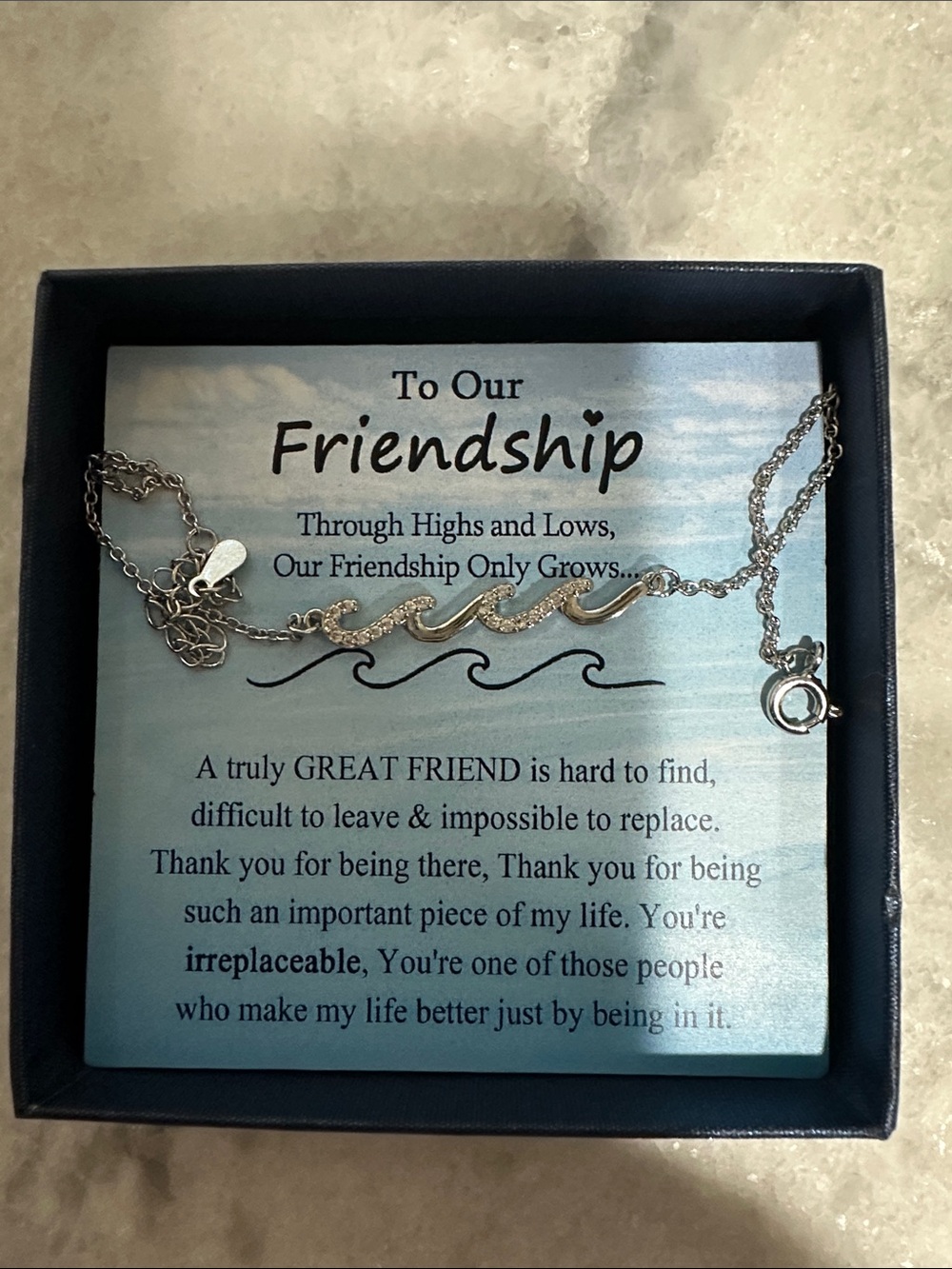 Silver Wave Friendship Bracelet Necklace - Sentimental Gift